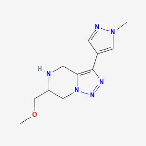 molecular formula C11H16N6O B8110636 6-(Methoxymethyl)-3-(1-methyl-1H-pyrazol-4-yl)-4,5,6,7-tetrahydro-[1,2,3]triazolo[1,5-a]pyrazine 