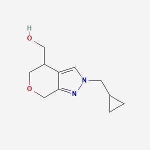 molecular formula C11H16N2O2 B8110638 (2-(Cyclopropylmethyl)-2,4,5,7-tetrahydropyrano[3,4-c]pyrazol-4-yl)methanol 