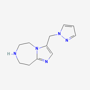 molecular formula C11H15N5 B8110727 3-((1H-Pyrazol-1-Yl)Methyl)-6,7,8,9-Tetrahydro-5H-Imidazo[1,2-D][1,4]Diazepine 