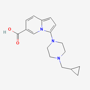 molecular formula C17H21N3O2 B8110761 3-(4-(Cyclopropylmethyl)piperazin-1-yl)indolizine-6-carboxylic acid 
