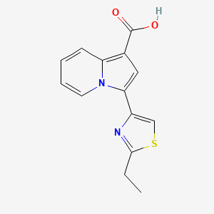 molecular formula C14H12N2O2S B8110876 3-(2-Ethylthiazol-4-yl)indolizine-1-carboxylic acid 
