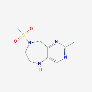 molecular formula C9H14N4O2S B8110951 2-Methyl-8-(methylsulfonyl)-6,7,8,9-tetrahydro-5H-pyrimido[5,4-e][1,4]diazepine 
