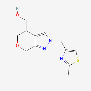 molecular formula C12H15N3O2S B8110983 (2-((2-Methylthiazol-4-yl)methyl)-2,4,5,7-tetrahydropyrano[3,4-c]pyrazol-4-yl)methanol 