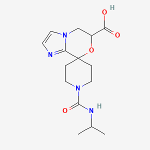 molecular formula C15H22N4O4 B8110993 1'-(Isopropylcarbamoyl)-5,6-Dihydrospiro[Imidazo[2,1-C][1,4]Oxazine-8,4'-Piperidine]-6-Carboxylic Acid 