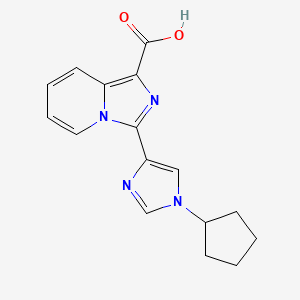 molecular formula C16H16N4O2 B8111007 3-(1-Cyclopentyl-1H-imidazol-4-yl)imidazo[1,5-a]pyridine-1-carboxylic acid 