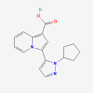 molecular formula C17H17N3O2 B8111036 3-(1-Cyclopentyl-1H-pyrazol-5-yl)indolizine-1-carboxylic acid 