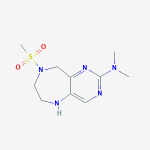 molecular formula C10H17N5O2S B8111213 N,N-Dimethyl-8-(methylsulfonyl)-6,7,8,9-tetrahydro-5H-pyrimido[5,4-e][1,4]diazepin-2-amine 