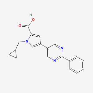molecular formula C19H17N3O2 B8111217 1-(Cyclopropylmethyl)-4-(2-phenylpyrimidin-5-yl)-1H-pyrrole-2-carboxylic acid 