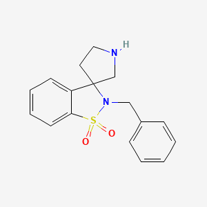 molecular formula C17H18N2O2S B8111226 2-Benzyl-2H-spiro[benzo[d]isothiazole-3,3'-pyrrolidine] 1,1-dioxide 