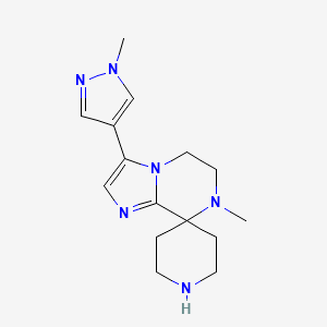 molecular formula C15H22N6 B8111228 7-Methyl-3-(1-methyl-1H-pyrazol-4-yl)-6,7-dihydro-5H-spiro[imidazo[1,2-a]pyrazine-8,4'-piperidine] 