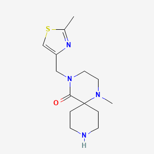 molecular formula C14H22N4OS B8111257 1-Methyl-4-((2-methylthiazol-4-yl)methyl)-1,4,9-triazaspiro[5.5]undecan-5-one 