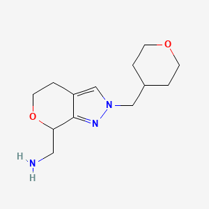 molecular formula C13H21N3O2 B8111265 (2-((Tetrahydro-2H-pyran-4-yl)methyl)-2,4,5,7-tetrahydropyrano[3,4-c]pyrazol-7-yl)methanamine 