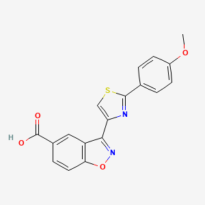 molecular formula C18H12N2O4S B8111274 3-(2-(4-Methoxyphenyl)thiazol-4-yl)benzo[d]isoxazole-5-carboxylic acid 