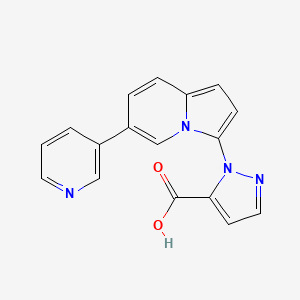 molecular formula C17H12N4O2 B8111377 1-(6-(Pyridin-3-yl)indolizin-3-yl)-1H-pyrazole-5-carboxylic acid 
