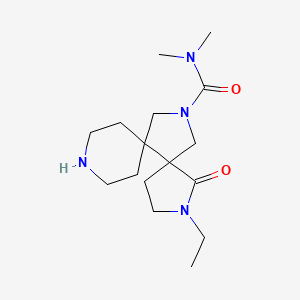 molecular formula C16H28N4O2 B8111563 3-ethyl-N,N-dimethyl-4-oxo-3,9,13-triazadispiro[4.0.5^{6}.3^{5}]tetradecane-13-carboxamide 