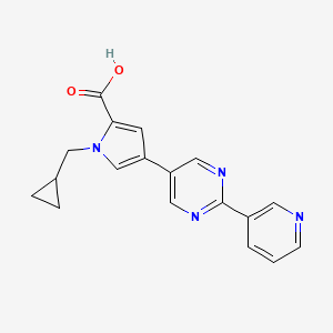 molecular formula C18H16N4O2 B8111619 1-(Cyclopropylmethyl)-4-(2-(pyridin-3-yl)pyrimidin-5-yl)-1H-pyrrole-2-carboxylic acid 