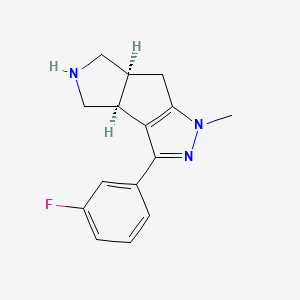 molecular formula C15H16FN3 B8111757 (3bS,6aS)-3-(3-fluorophenyl)-1-methyl-3b,4,5,6,6a,7-hexahydro-1H-pyrrolo[3',4':3,4]cyclopenta[1,2-c]pyrazole 