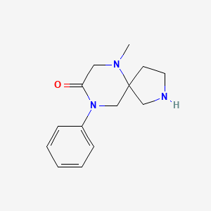 molecular formula C14H19N3O B8111790 6-Methyl-9-phenyl-2,6,9-triazaspiro[4.5]decan-8-one 