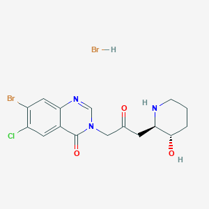 molecular formula C16H18Br2ClN3O3 B8111851 (+/-)-trans-7-Bromo-6-chloro-3-(3-(3-hydroxy-2-piperidyl)-acetonyl)-4(3H)-quinazolinone monohydrobromide 