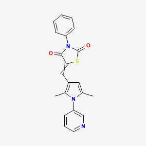 molecular formula C21H17N3O2S B8111872 5-[[2,5-Dimethyl-1-(3-pyridinyl)-1H-pyrrol-3-yl]methylene]-3-phenyl-2,4-thiazolidined ion 
