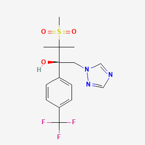 molecular formula C15H18F3N3O3S B8111930 (R)-3-Methyl-3-(methylsulfonyl)-1-(1h-1,2,4-triazol-1-yl)-2-(4-(trifluoromethyl)phenyl)butan-2-ol CAS No. 136067-88-4