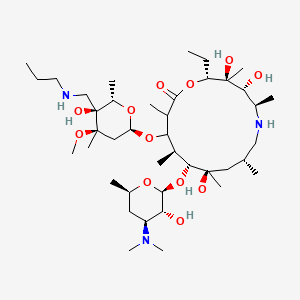 molecular formula C41H79N3O12 B8111933 (2R,3S,4R,5R,8R,10R,11R,12S,13S)-11-{[(2S,3R,4S,6R)-4-(dimethylamino)-3-hydroxy-6-methyloxan-2-yl]oxy}-2-ethyl-3,4,10-trihydroxy-13-{[(2R,4R,5S,6S)-5-hydroxy-4-methoxy-4,6-dimethyl-5-[(propylamino)methyl]oxan-2-yl]oxy}-3,5,8,10,12,14-hexamethyl-1-oxa-6-azacyclopentadecan-15-one 