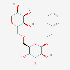 molecular formula C20H30O10 B8111985 (2R,3R,4R,5S,6R)-2-phenethoxy-6-((((3R,4R,5R)-3,4,5-trihydroxytetrahydro-2H-pyran-2-yl)methoxy)methyl)tetrahydro-2H-pyran-3,4,5-triol 