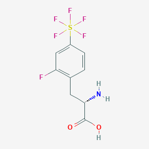 molecular formula C9H9F6NO2S B8112039 2-Fluoro-4-(pentafluorosulfanyl)-DL-phenylalanine 