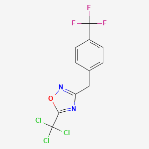 molecular formula C11H6Cl3F3N2O B8112287 5-(Trichloromethyl)-3-{[4-(trifluoromethyl)phenyl]methyl}-1,2,4-oxadiazole 