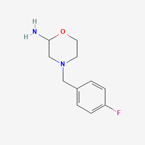 molecular formula C11H15FN2O B8112361 4-[(4-Fluorophenyl)methyl]morpholin-2-amine 
