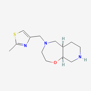 molecular formula C13H21N3OS B8112429 (5aR,9aS)-4-[(2-methyl-1,3-thiazol-4-yl)methyl]-3,5,5a,6,7,8,9,9a-octahydro-2H-pyrido[4,3-f][1,4]oxazepine 