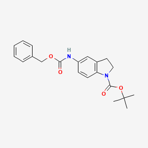 molecular formula C21H24N2O4 B8112476 tert-Butyl 5-(((benzyloxy)carbonyl)amino)indoline-1-carboxylate 
