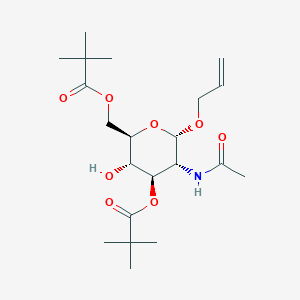 molecular formula C21H35NO8 B8112481 (2S,3R,4R,5S,6R)-3-acetamido-2-(allyloxy)-5-hydroxy-6-((pivaloyloxy)methyl)tetrahydro-2H-pyran-4-yl pivalate 