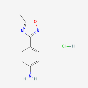 molecular formula C9H10ClN3O B8112515 4-(5-Methyl-1,2,4-oxadiazol-3-YL)aniline hydrochloride 