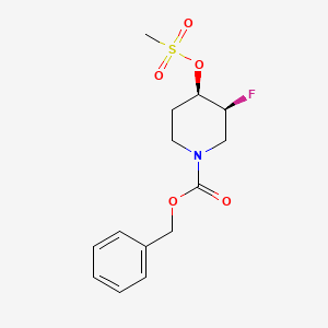 molecular formula C14H18FNO5S B8112553 Benzyl Cis-3-fluoro-4-((methylsulfonyl)oxy)piperidine-1-carboxylate racemate 