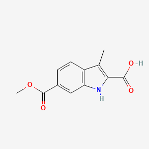 molecular formula C12H11NO4 B8112606 6-(Methoxycarbonyl)-3-Methyl-1H-Indole-2-Carboxylic Acid 