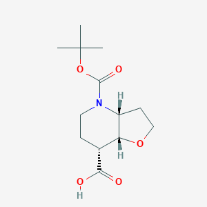molecular formula C13H21NO5 B8112672 rel-(3aR,7R,7aR)-4-(tert-butoxycarbonyl)octahydrofuro[3,2-b]pyridine-7-carboxylic acid 