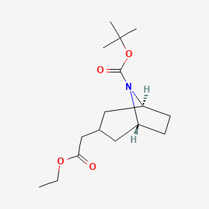 rel-tert-butyl(1R,3S,5S)-3-(2-ethoxy-2-oxoethyl)-8-azabicyclo[3.2.1]octane-8-carboxylate