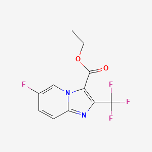molecular formula C11H8F4N2O2 B8112723 Ethyl 6-fluoro-2-(trifluoromethyl)imidazo[1,2-a]pyridine-3-carboxylate 