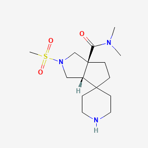 molecular formula C15H27N3O3S B8112826 rel-(3aS,6aS)-N,N-dimethyl-2-(methylsulfonyl)hexahydro-1H-spiro[cyclopenta[c]pyrrole-4,4'-piperidine]-6a-carboxamide 