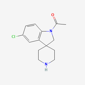 molecular formula C14H17ClN2O B8112861 1-(5-Chlorospiro[indoline-3,4'-piperidin]-1-yl)ethanone 