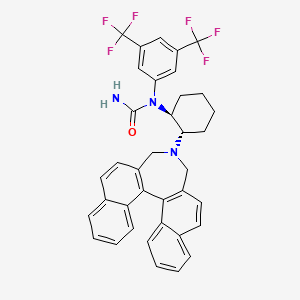 molecular formula C37H31F6N3O B8112941 1-[(1S,2S)-2-(13-azapentacyclo[13.8.0.02,11.03,8.018,23]tricosa-1(15),2(11),3,5,7,9,16,18,20,22-decaen-13-yl)cyclohexyl]-1-[3,5-bis(trifluoromethyl)phenyl]urea 