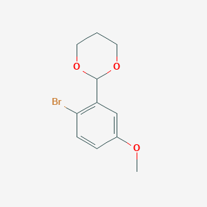 molecular formula C11H13BrO3 B8112949 2-(2-Bromo-5-methoxyphenyl)-1,3-dioxane 