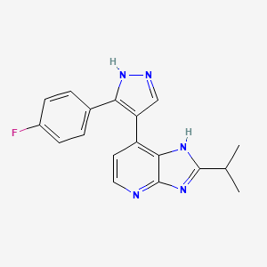 molecular formula C18H16FN5 B8113050 7-(3-(4-fluorophenyl)-1H-pyrazol-4-yl)-2-isopropyl-3H-imidazo[4,5-b]pyridine 