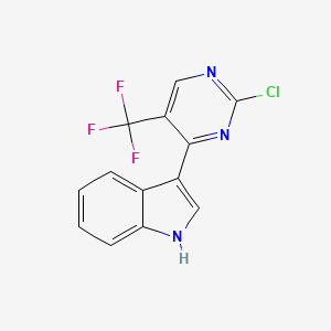 molecular formula C13H7ClF3N3 B8113142 3-(2-氯-5-(三氟甲基)嘧啶-4-基)-1H-吲哚 