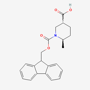 molecular formula C22H23NO4 B8113149 (3R,6R)-1-(((9H-Fluoren-9-yl)methoxy)carbonyl)-6-methylpiperidine-3-carboxylic acid 