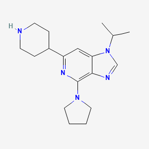 molecular formula C18H27N5 B8113282 1-Isopropyl-6-(Piperidin-4-Yl)-4-(Pyrrolidin-1-Yl)-1H-Imidazo[4,5-C]Pyridine 