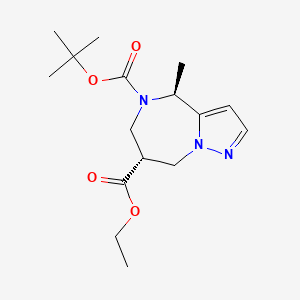 molecular formula C16H25N3O4 B8113372 5-O-tert-butyl 7-O-ethyl (4S,7R)-4-methyl-4,6,7,8-tetrahydropyrazolo[1,5-a][1,4]diazepine-5,7-dicarboxylate 