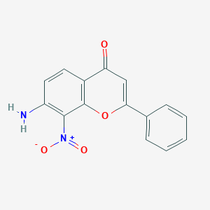 molecular formula C15H10N2O4 B8113411 7-Amino-8-nitro-2-phenyl-4H-chromen-4-one 