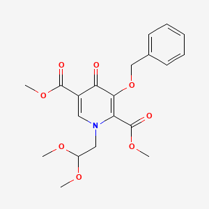 molecular formula C20H23NO8 B8113419 Dimethyl 3-(benzyloxy)-1-(2,2-dimethoxyethyl)-4-oxo-1,4-dihydropyridine-2,5-dicarboxylate 